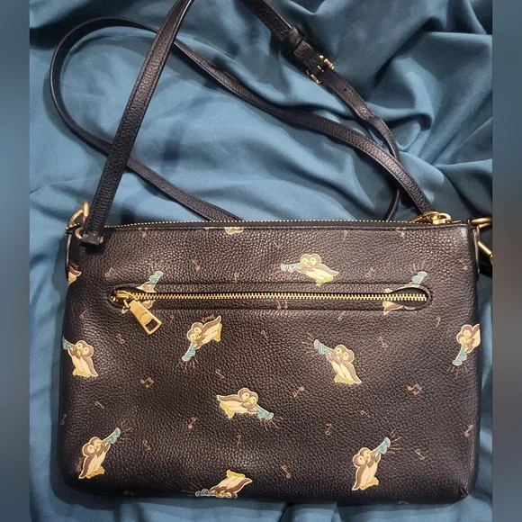 Coach Polly Leather Crossbody Black Original Owls Print NWOT Turnlock - Picture 11 of 11